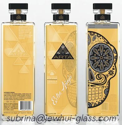 İyi fiyat Ekstra Anejo, Reposado, Gümüş Tekila Cam Şişe, Cam Tıpalı Süper Flint Cam Şişe çevrimiçi