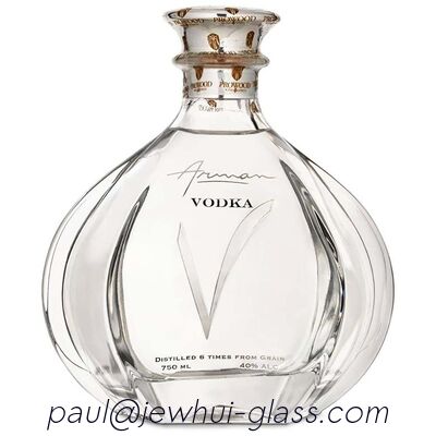 Kalite  Arman Vodka Brandy Glass Bottle Round Shaped Alcohol Bottle 1000ML Fabrika