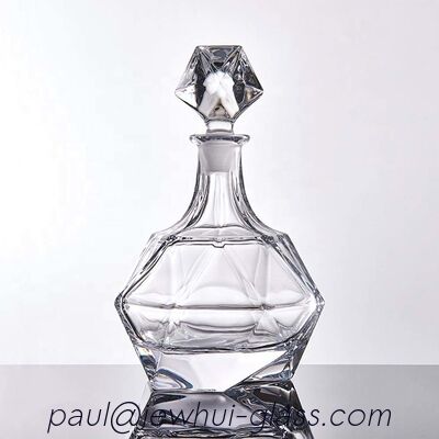 Kalite  21.5mm Liquor Decanter Bottle Barware Diamond Cut Crystal Whiskey Decanter Fabrika