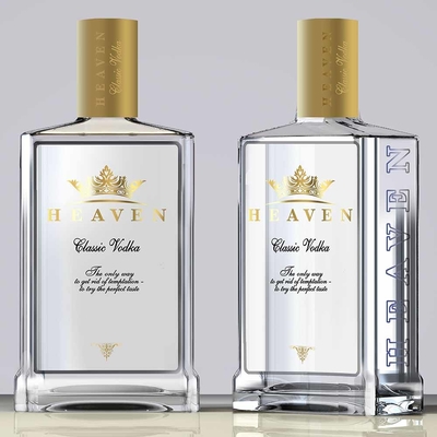 İyi fiyat Hot Stamping Heaven 500ml Votka Şişesi 700ml Kabartmalı Logo çevrimiçi